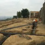 Infinity Pool trenches for piping