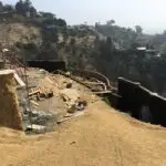 Hillside infinity pool construction and excavation