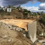 Hillside construction in the Hollywood Hills including retaining walls construction and caisson drilling