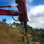 Hillside construction in the Hollywood Hills including caisson drilling